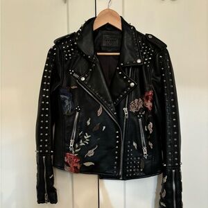 BLANKNYC Studded Embroidered Leather Jacket